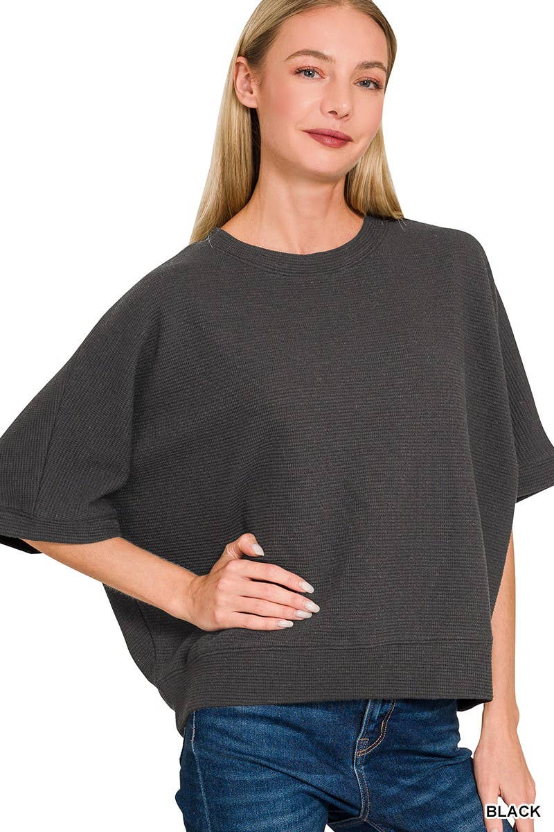 Double Knit Banded Bottom Short Sleeve Top