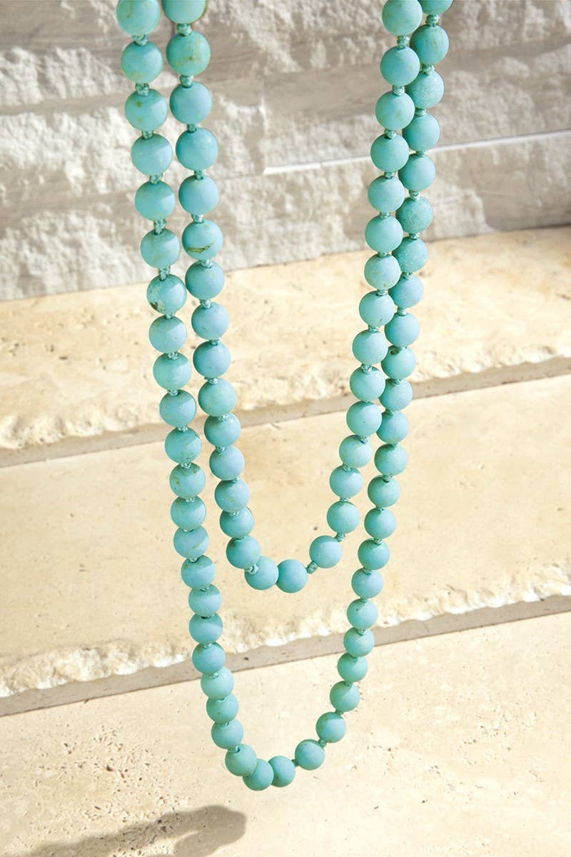 Semi Precious 8mm Long Necklace