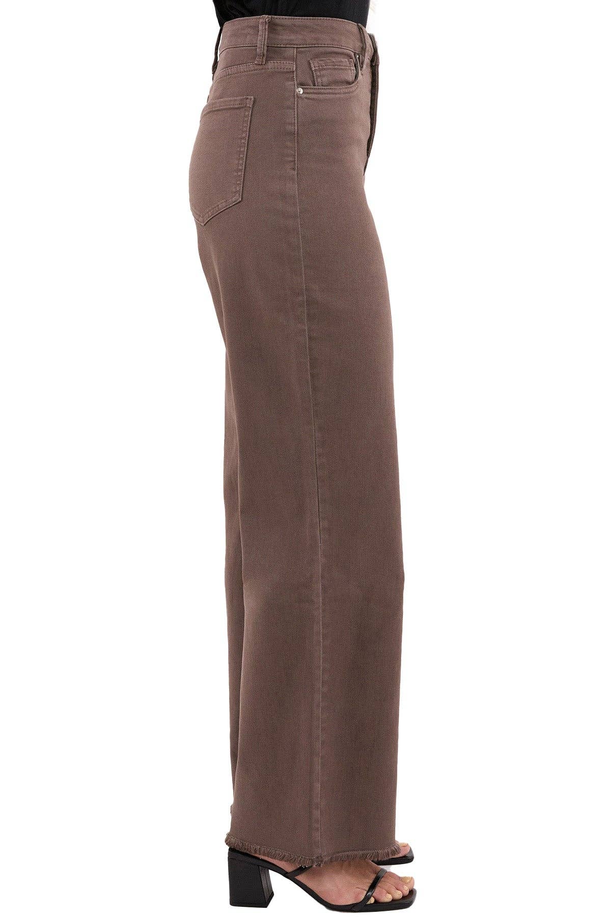 Plus Size Chloe High Rise  Frayed Wide Leg Pants