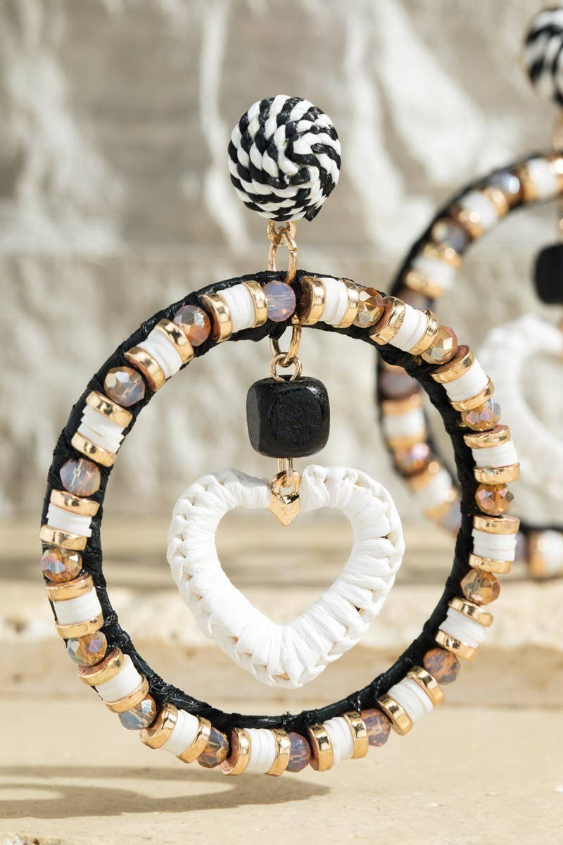 Multi Mix Beads and Rattan Earrings