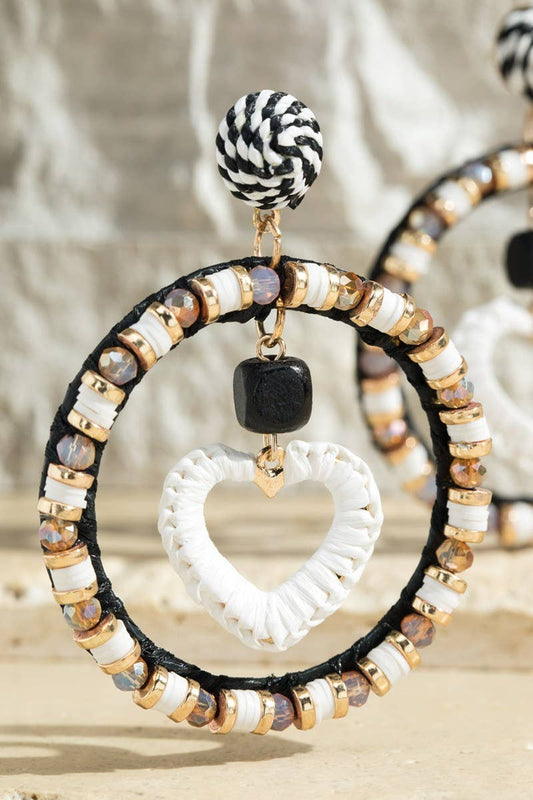 Multi Mix Beads and Rattan Earrings