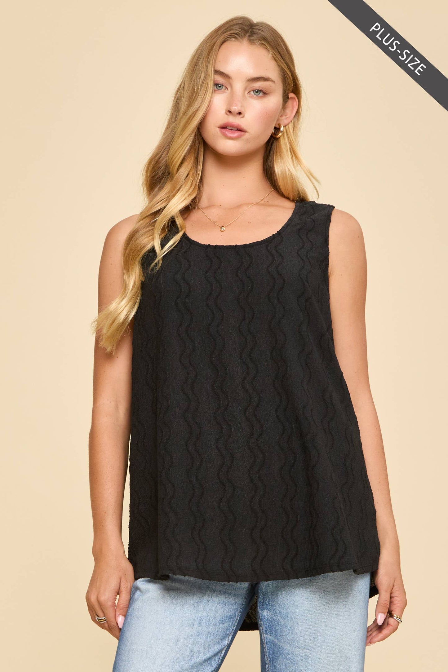 PLUS SIZE Textured Sleeveless Tank Blouse