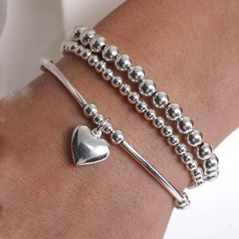 MULTI BALL CHAIN SILVER STRETCHABLE BRACELET | 40B5206